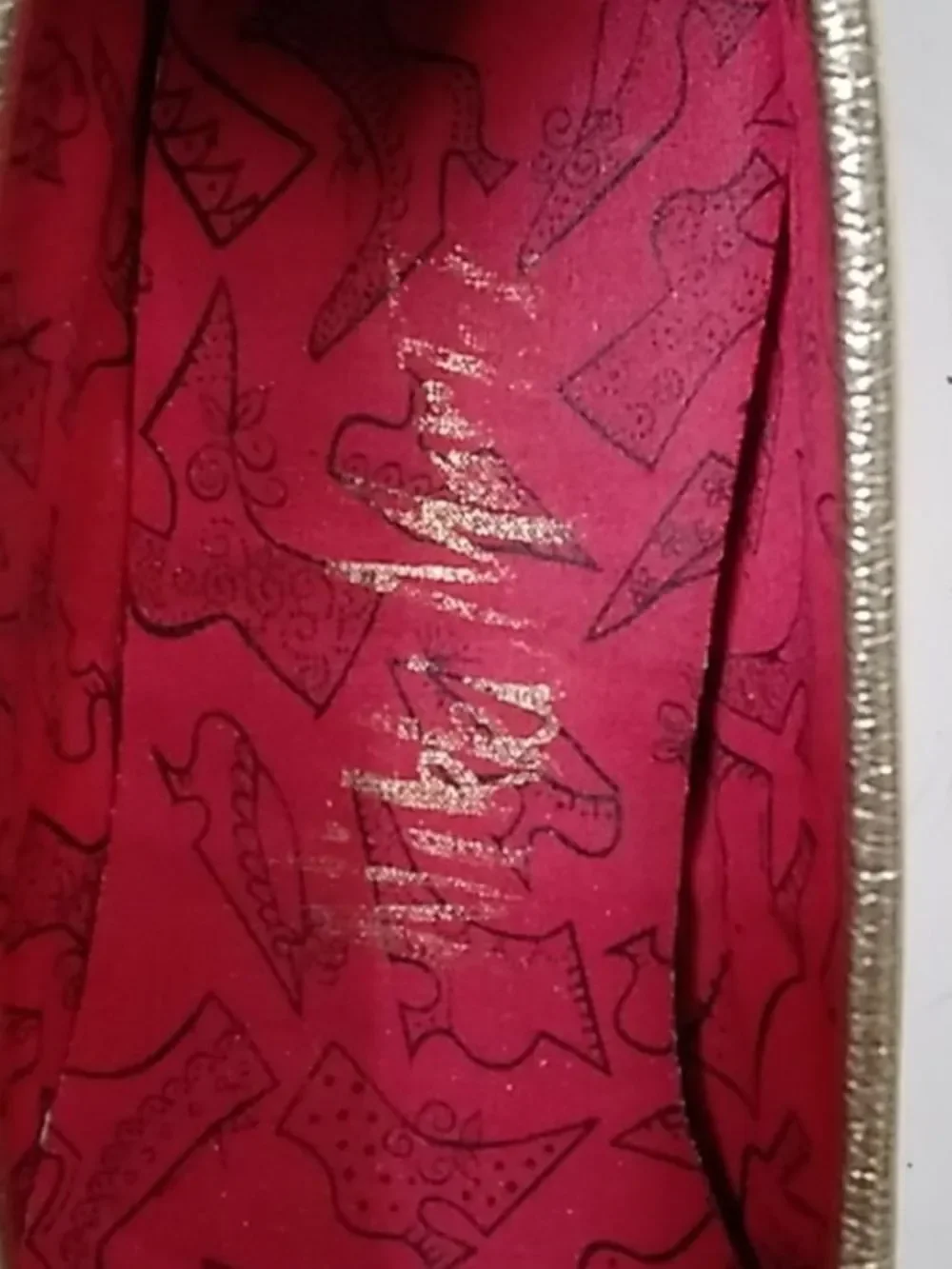 Gold Ballet Flats with Red Insole - Unknown Brand